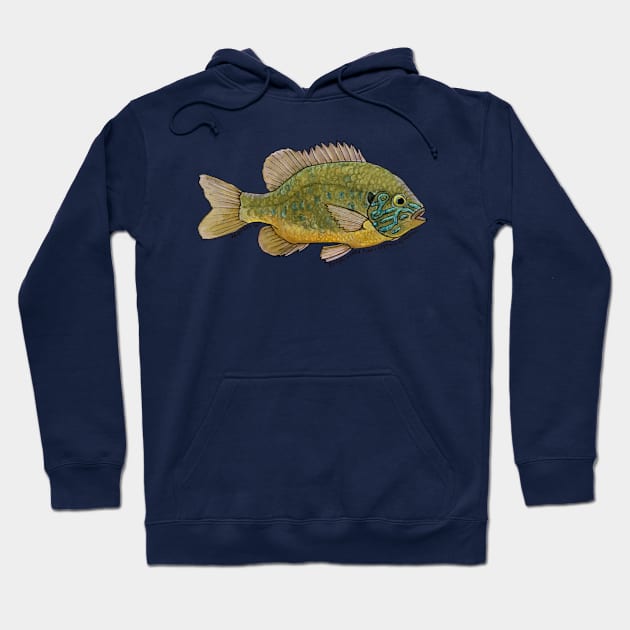 Pumpkinseed Fish Watercolor Hoodie by mernstw